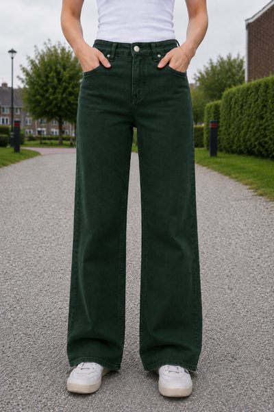 GOODIES 'WIDE LEG' | DONKERGROEN