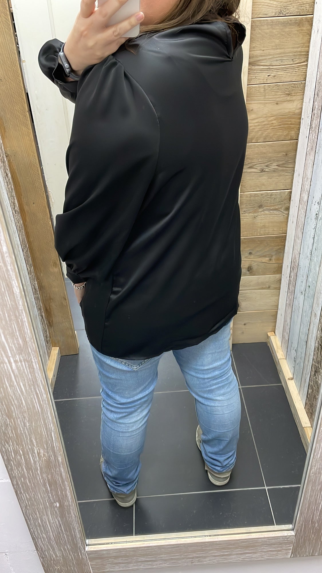 PS BLOUSE 'ZIJDE' | ZWART