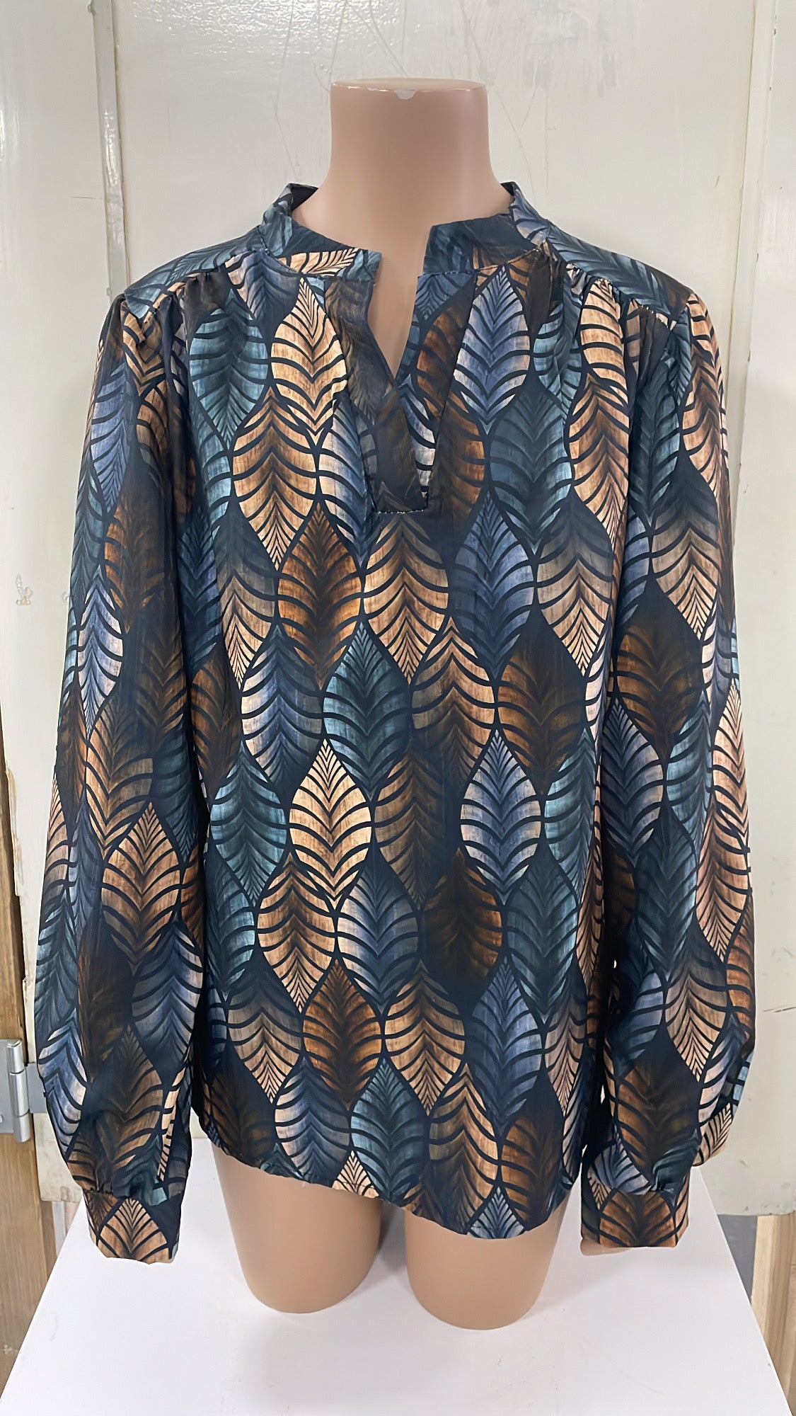 BLOUSE 'BLAD' | DONKERBLAUW