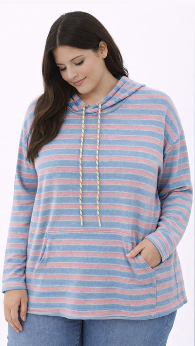 PS HOODIE 'STREPEN' | BLAUW