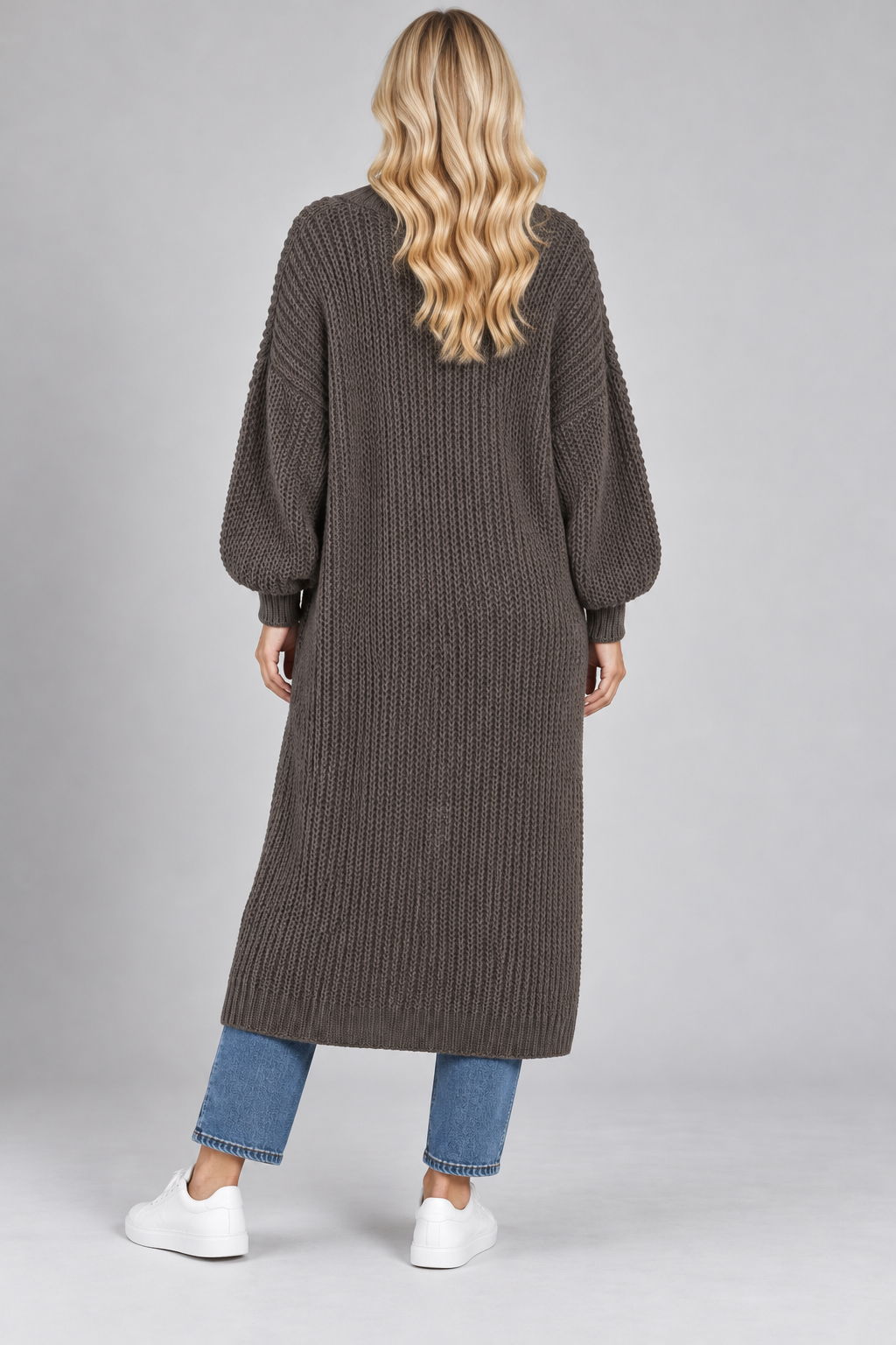 PS VEST LANG 'POFMOUW' | DONKER TAUPE