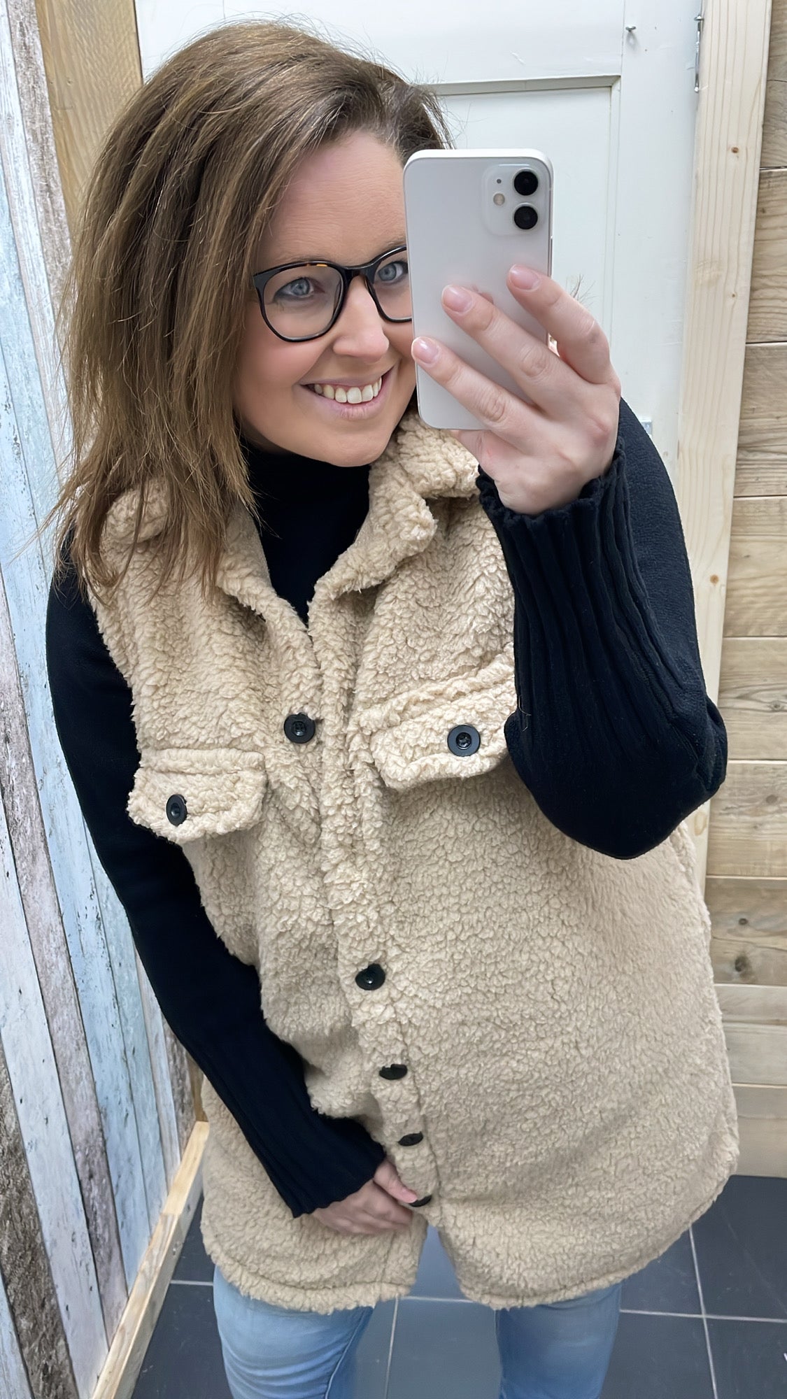 PS GILET 'TEDDY LANG' | TAUPE