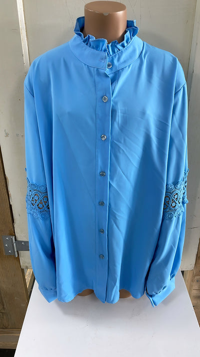 BLOUSE 'KANT MOUW' | BLAUW