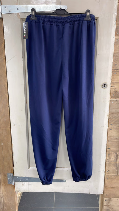 PS JOGGINGBROEK 'GESMOKT' | DONKERBLAUW