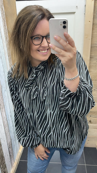 PS BLOUSE GLITTER 'STRIK' | ZILVER