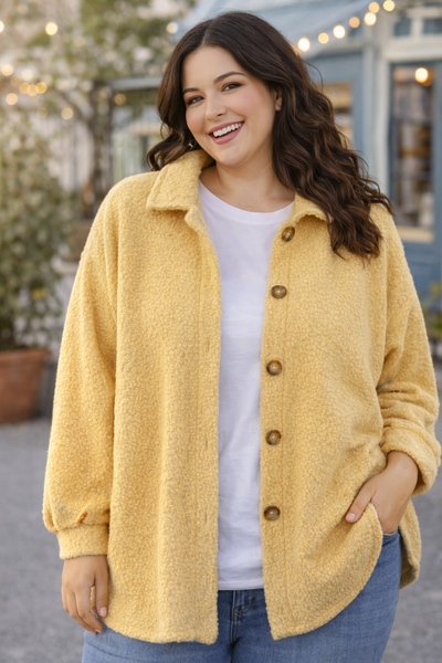 PS VEST 'ZACHT TEDDY' | GEEL