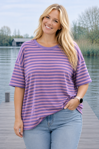 PS TOP ‘GLITTERS STREPEN' | LILA