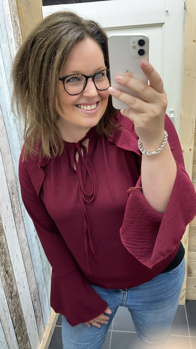 BLOUSE 'TROMPETMOUW' | BORDEAUX