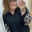 BLOUSE 'BORDUURSEL' | ZWART