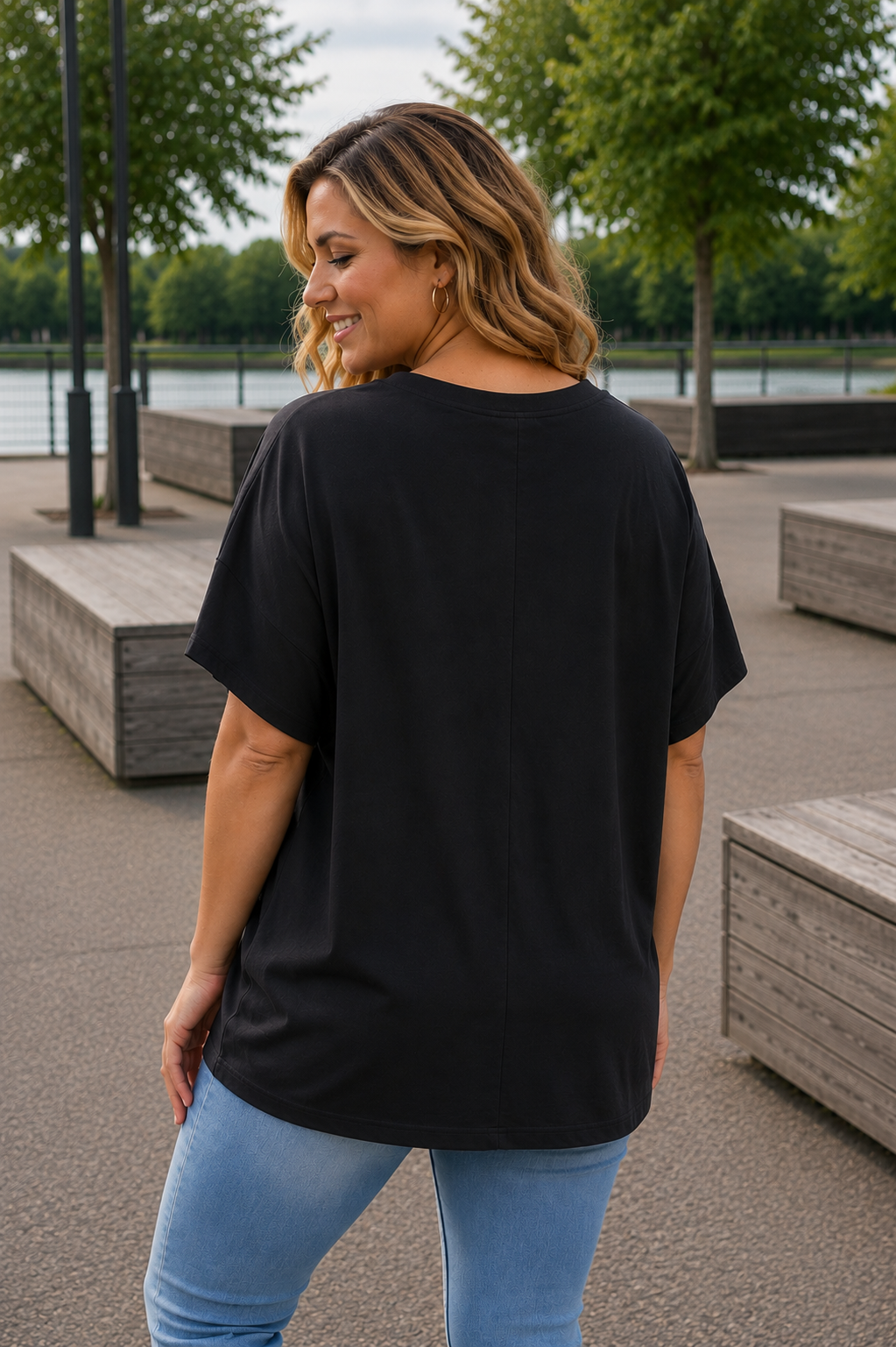 PS T-SHIRT 'STUDS' | ZWART