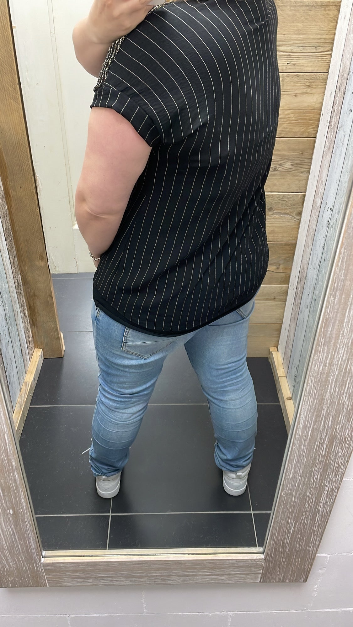 PS TOP 'LUREX' | ZWART