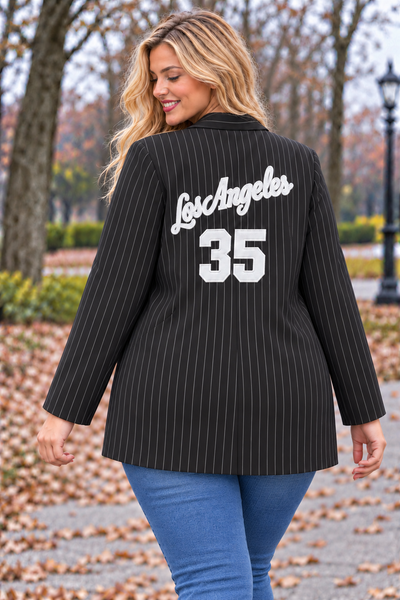 PS BLAZER 'KRIJTSTREEP' | ZWART