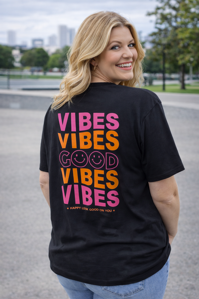 PS T-SHIRT ‘GOOD VIBES' | ZWART