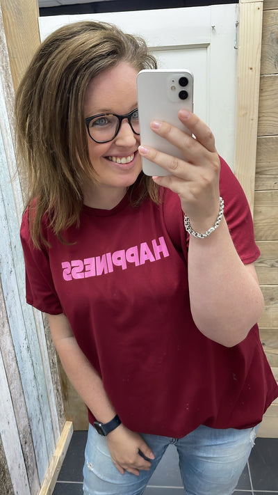PS T-SHIRT ‘HAPPINESS' | BORDEAUX