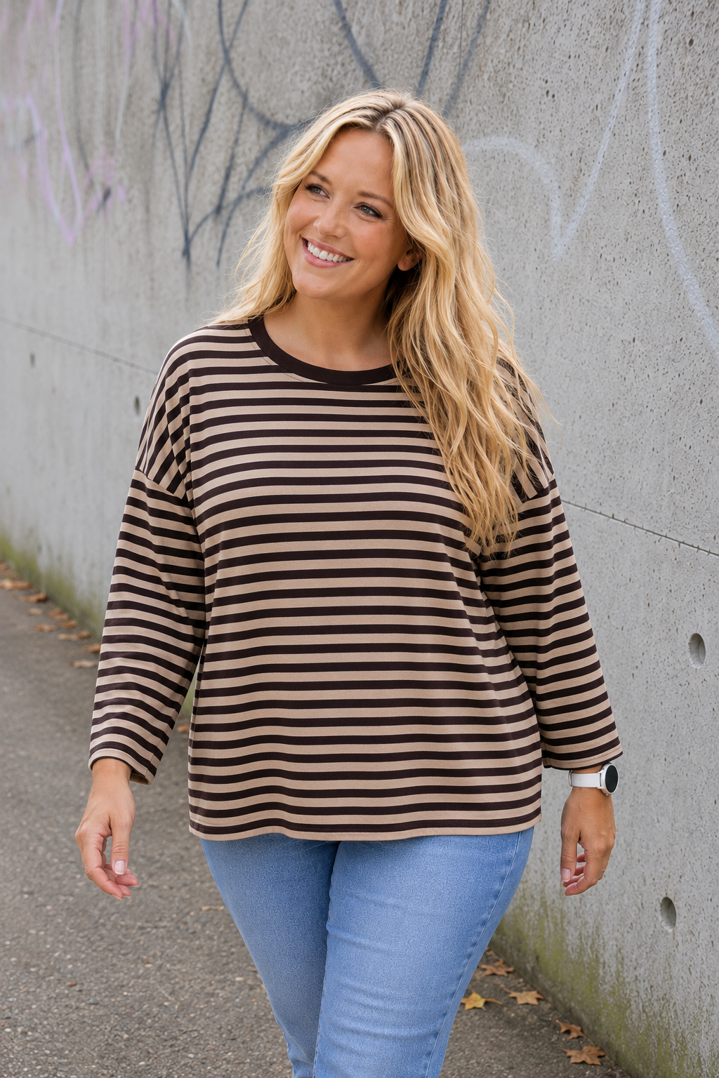 PS LONGSLEEVE 'STREPEN' | TAUPE