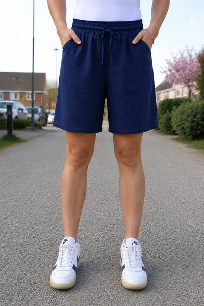 LINNEN BROEK 'KORT' | NAVY