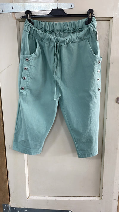 PS COMFY BROEK 'KORT KNOPEN' | ZACHTGROEN