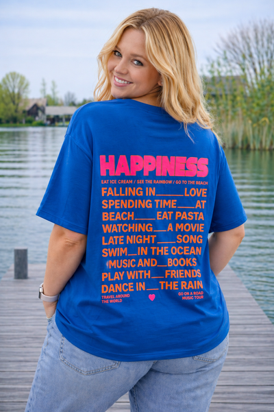 PS T-SHIRT ‘HAPPINESS' | KOBALT (PRE ORDER 11-5)
