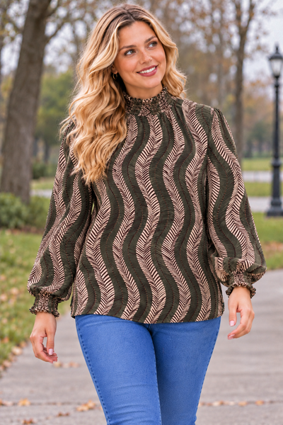 PS TOP 'GESMOKTE COLL' | ARMY