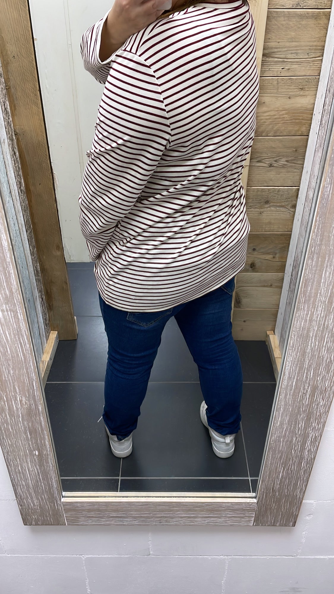 PS LONGSLEEVE 'STREPEN' | OFF-WHITE/BORDEAUX