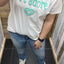 T-SHIRT ‘TEDDY' | OFF-WHITE/TURQUOISE
