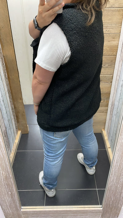PS GILET 'TEDDY' | ZWART