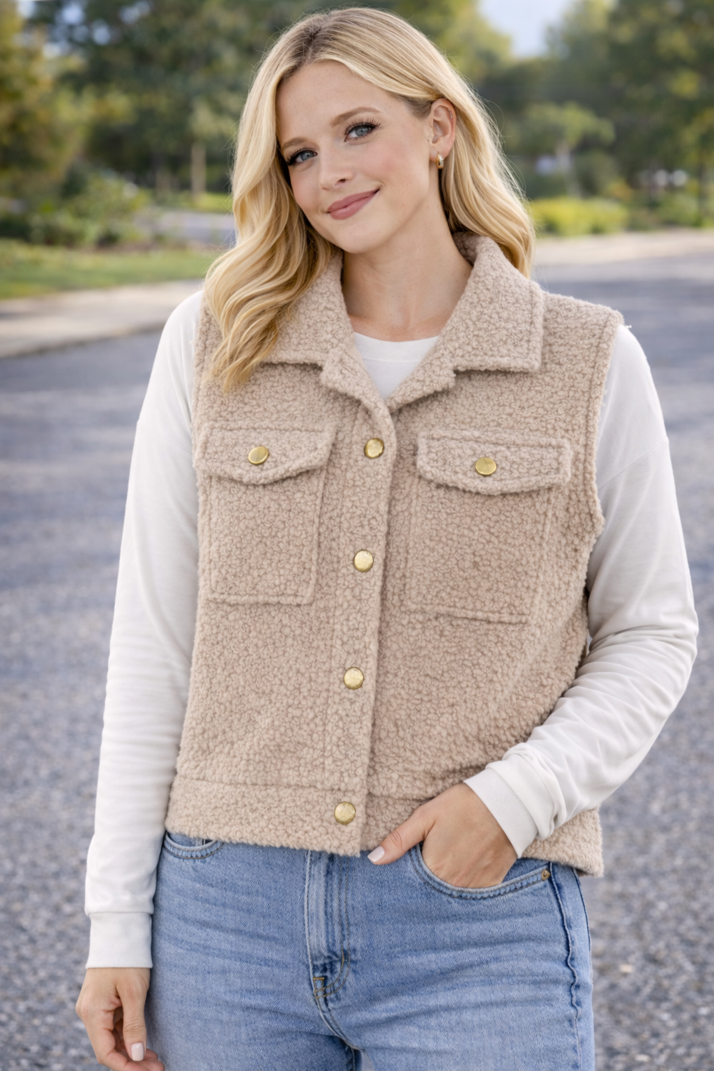 TEDDY GILET | BEIGE