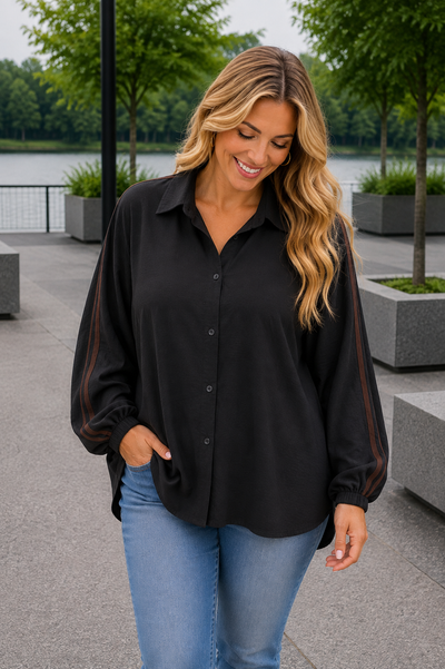 PS BLOUSE 'BIES' | ZWART