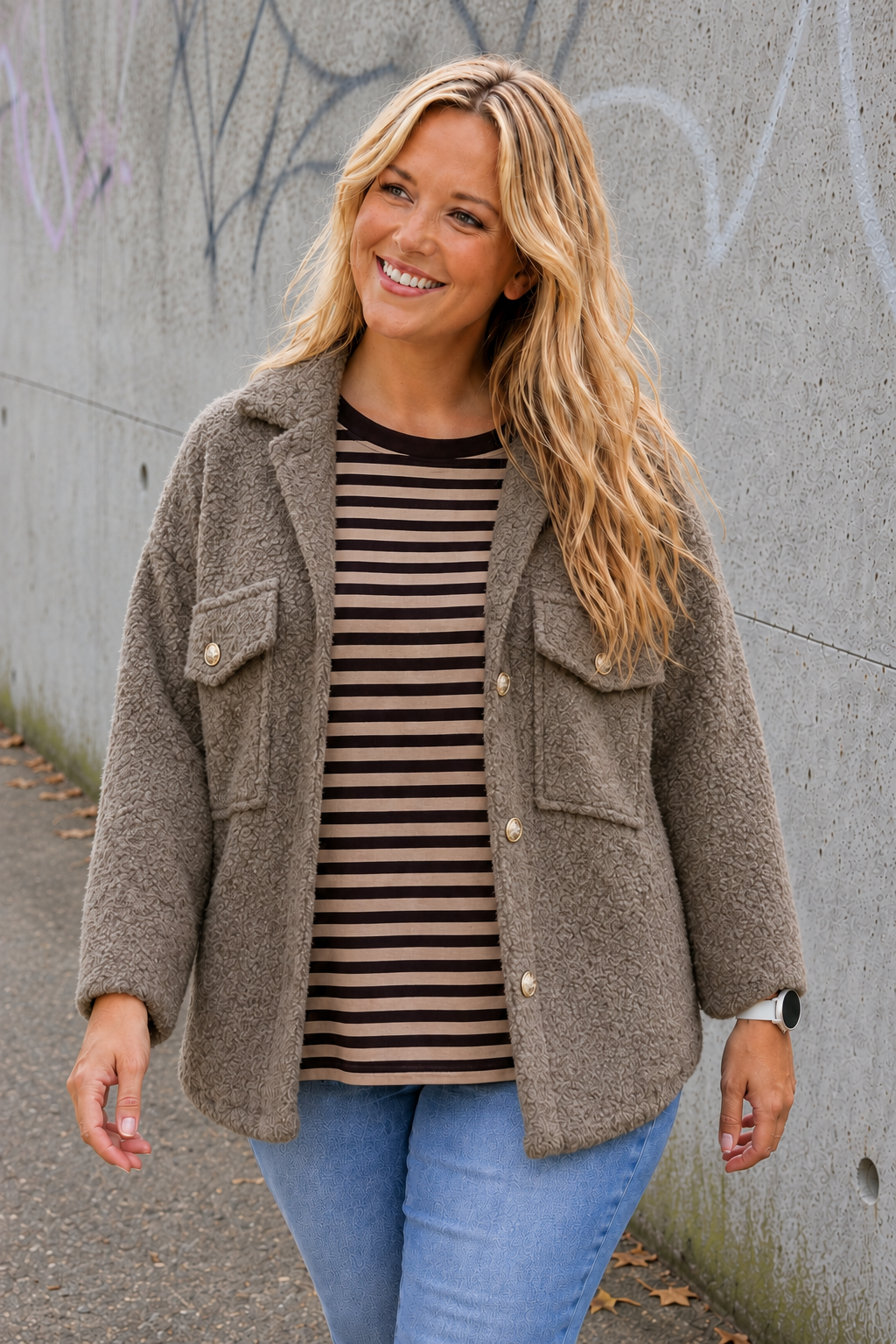 PS LONGSLEEVE 'STREPEN' | TAUPE