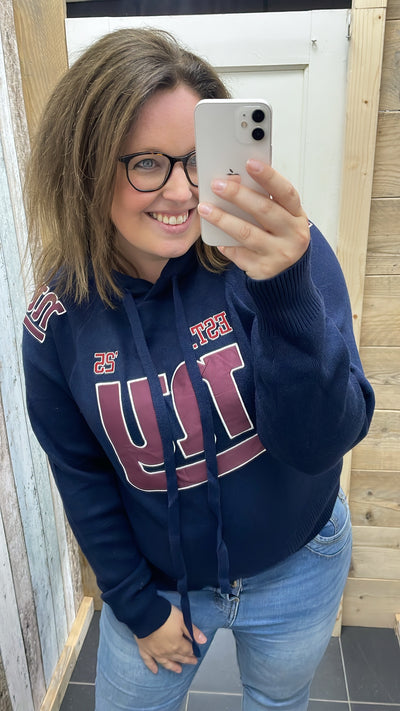 SWEATER 'NY CAPUCHON' | DONKERBLAUW
