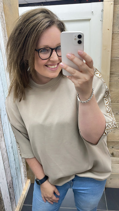 PS TOP 'BORDUURSEL MOUW' | TAUPE