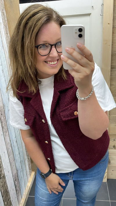 TEDDY GILET | BORDEAUX