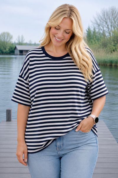 PS TOP ‘GLITTERS STREPEN' | NAVY