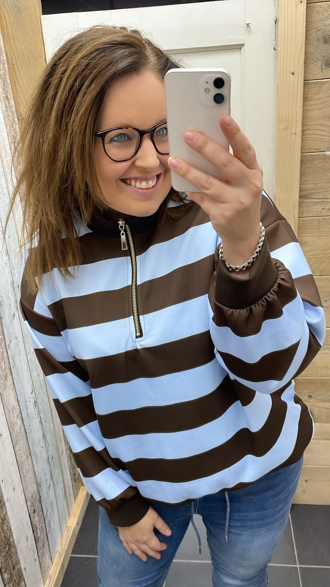 PS TRUI 'STREPEN ZIPPER' | BLAUW