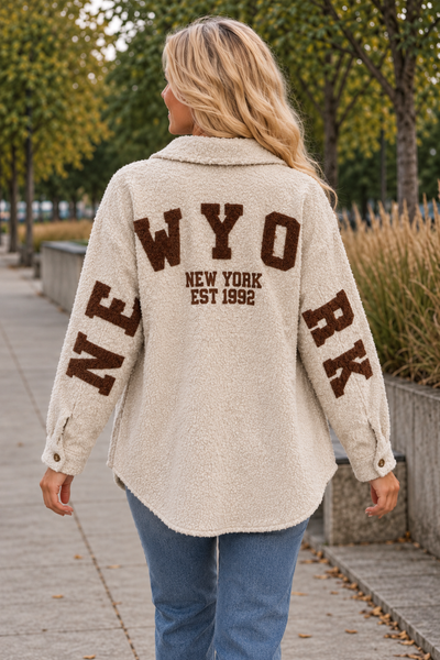 PS BOUCLÉ VEST 'NY' | BEIGE