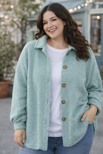 PS VEST 'ZACHT TEDDY' | TURQUOISE