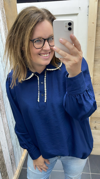 PS BLOUSE ‘VALERIE’ | DONKERBLAUW