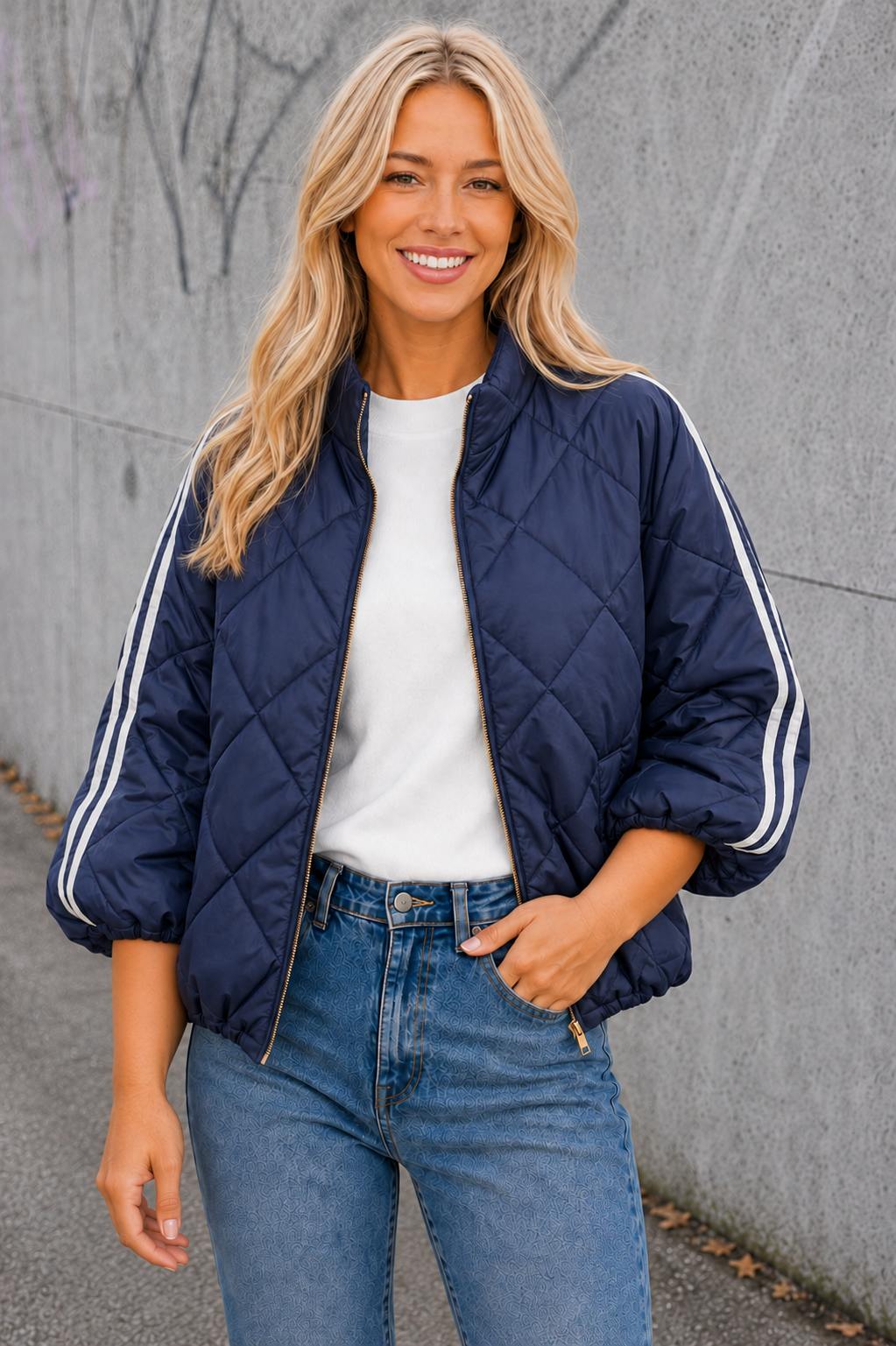 JAS GEWATTEERD '3/4'| BLAUW