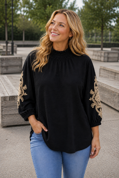 PS TOP 'BORDUURSEL' | ZWART