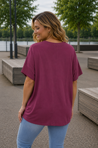 PS T-SHIRT 'STUDS' | BORDEAUX