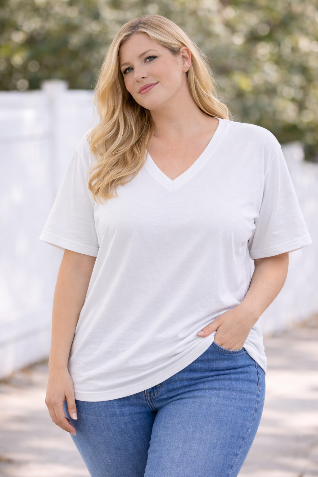 PS T-SHIRT ‘BASIC V-HALS | WIT