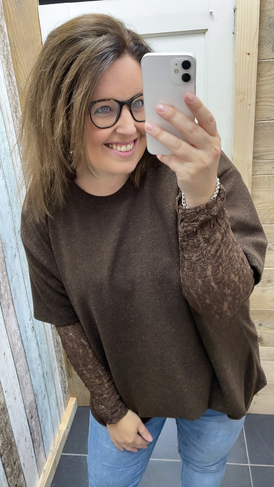 PS TOP 'GLITTER KANT' | BRUIN