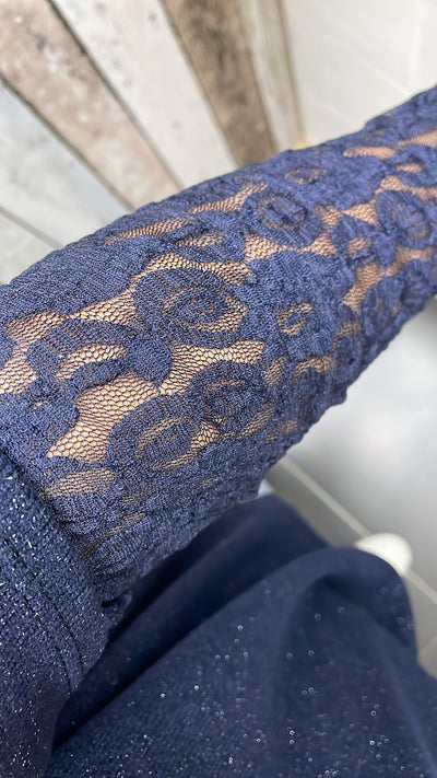 PS TOP 'GLITTER KANT' | NAVY