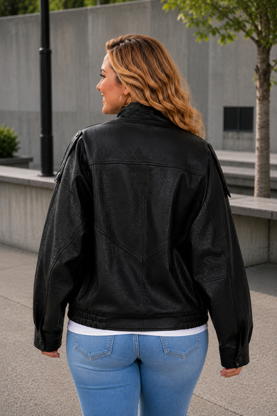 PS JAS 'LEATHERLOOK' | ZWART