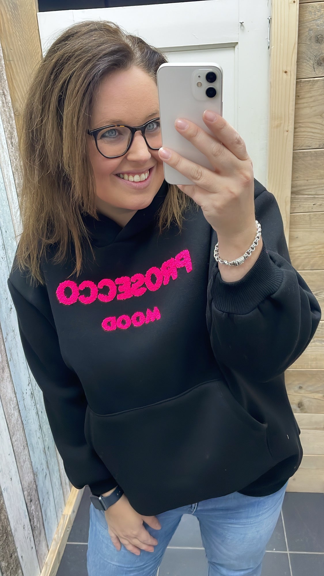 PS HOODIE 'PROSECCO’ | ZWART