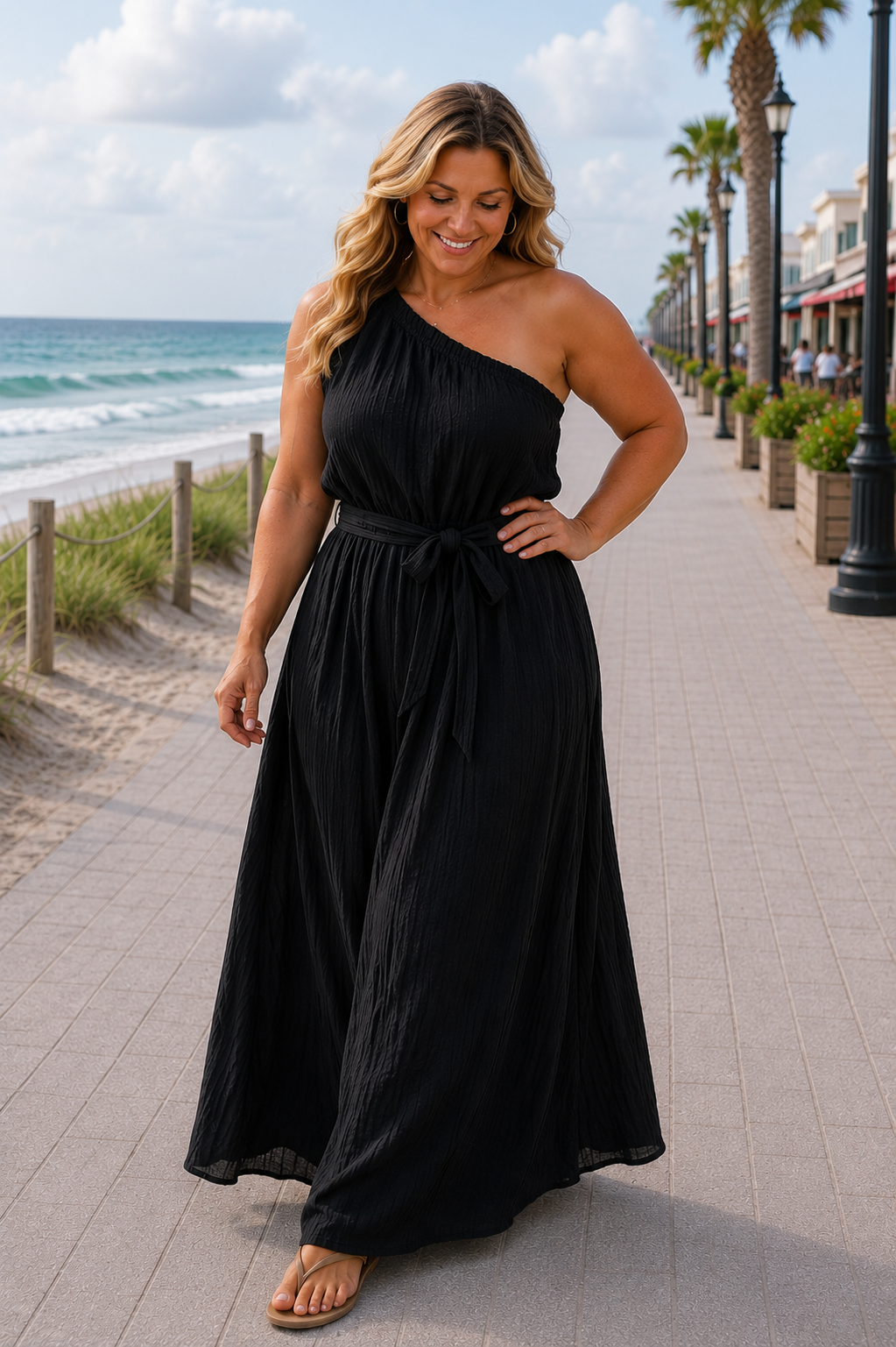 PS JURK 'ONE SHOULDER' | ZWART