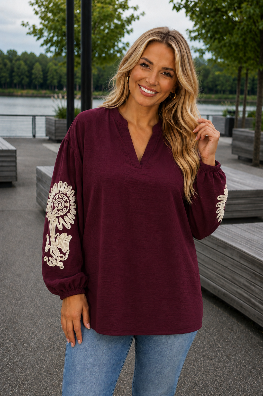 PS BLOUSE 'BORDUURSEL' | BORDEAUX