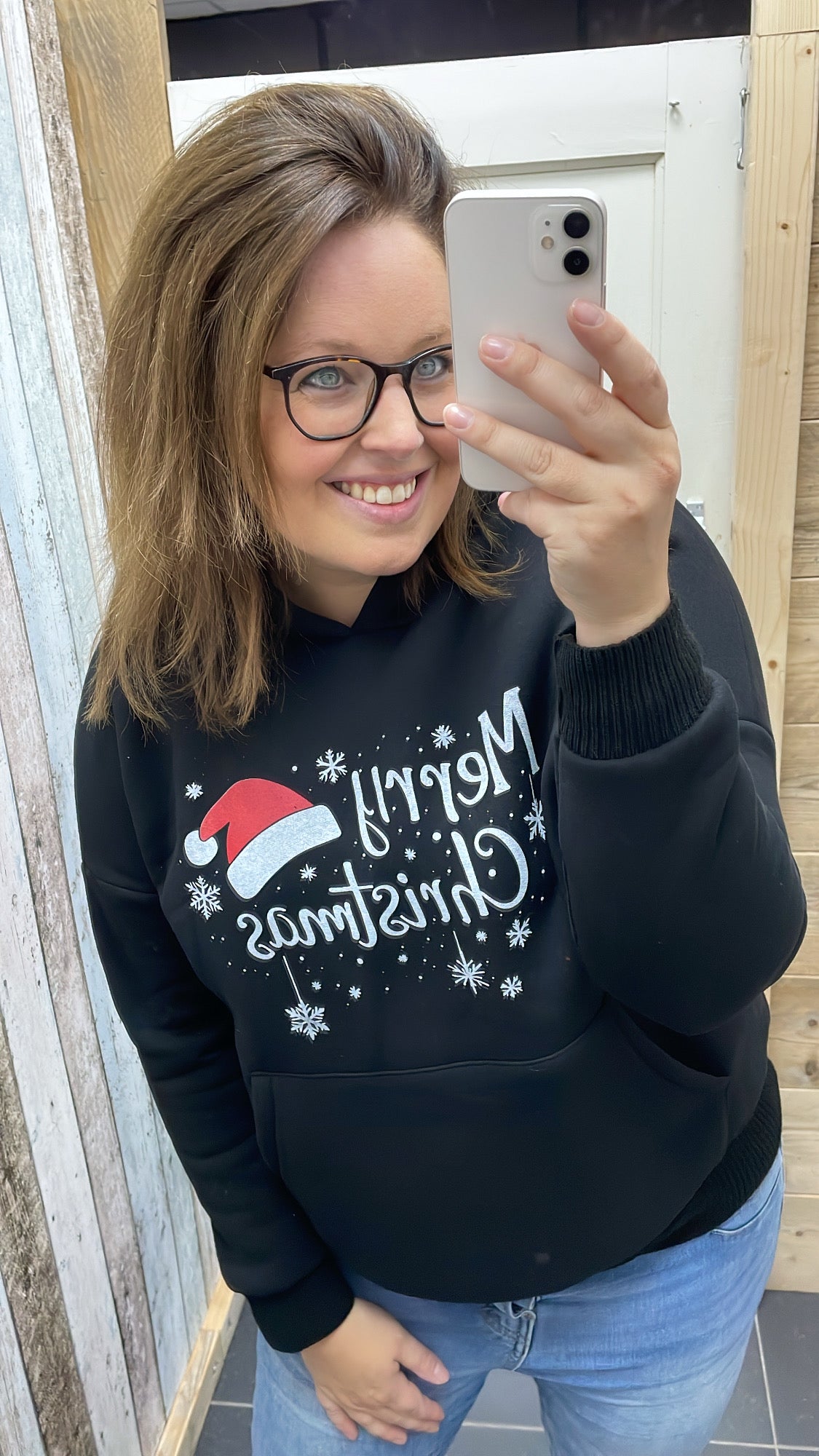 HOODIE 'MERRY CRISTMAS' | ZWART