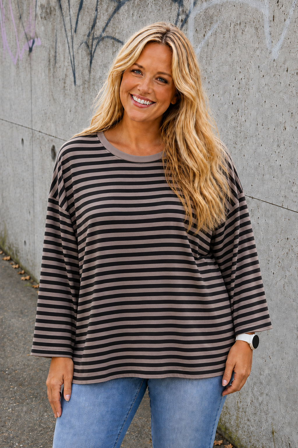 PS LONGSLEEVE 'STREPEN' | ZWART