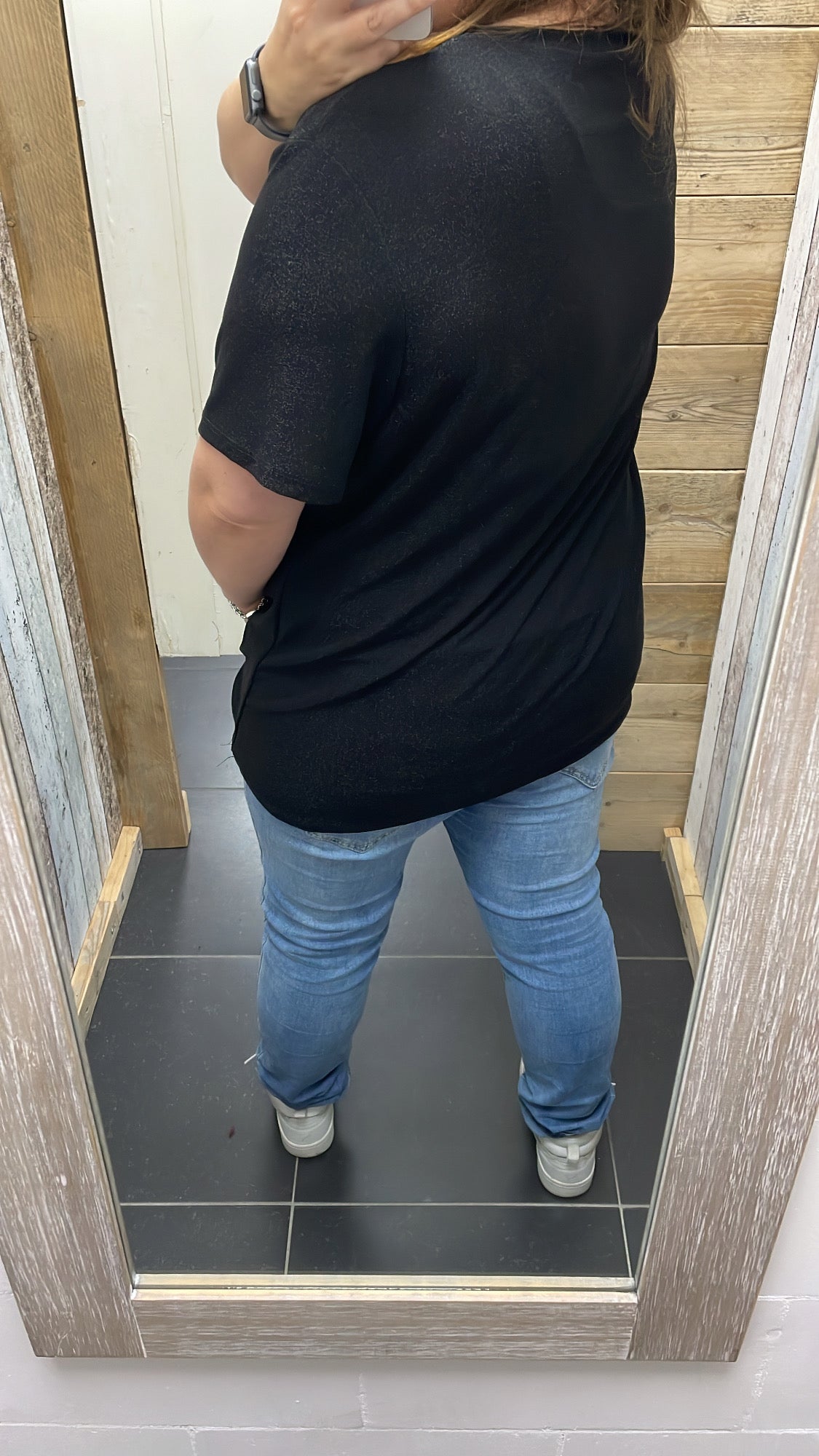 PS TOP 'GLITTER' | ZWART